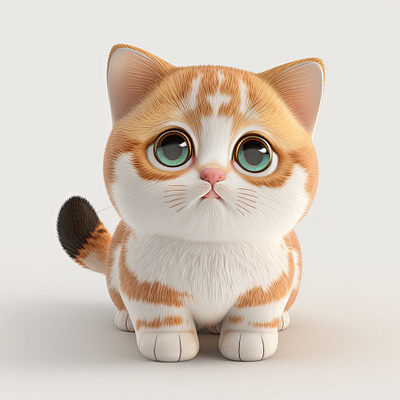 Realistic 3D Cat Sculpture - A Fun Addition to Any Space 3d animation branding design extraterrestrial. graphic design illustration logo ui vector