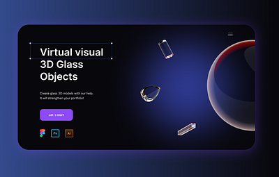 3D Glass Objects 3d app branding design graphic design motion graphics ui ux webdesign