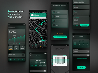 Transportation Companion App Concept app dark mode mobile ap transportation ui ux
