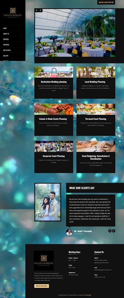 Website for an Event Management Company custom seo web application wordpress