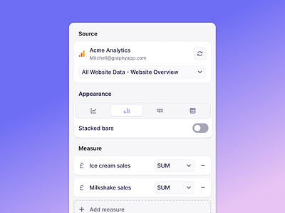 Graphy data editor analytics calculation chart data data editor datavis editor graph graphy metric picker product design startup ui