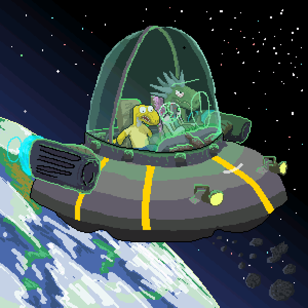 Cryptosaur: Space journey 8 bit animation pixel pixel art pixelart