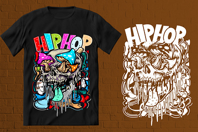 Hip Hop Skull T shirt Design design graphic design hip hop illustration mashroom print on demand t shirt t shirt design vector art vector t shirt