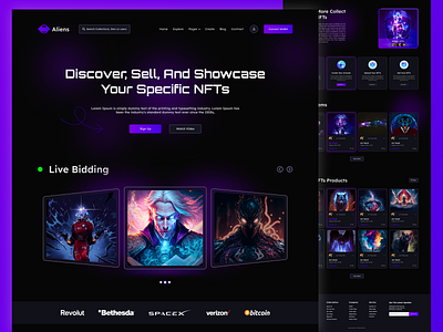 NFT Web Landing Page crypto cryptocurrency etherium interface landing page nft nft art nft website product design ui ui ux web web design webpage website
