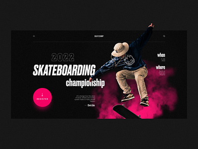 Skateboarding championship branding design graphic design landing page product design skateboarding ui ux web web design website
