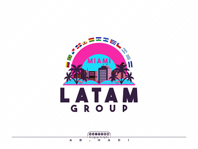 Real Estate Logo For Latam Group abstract design fun home house international business latam group latam group miami latin america logo logo design logo mark logos miami miami logo pink color real estate real estate logo skyscrapers usa logo