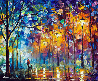 MAN WITH A DOG - 20"x24" (50cm x 60cm) — oil painting on canvas leonidafremov