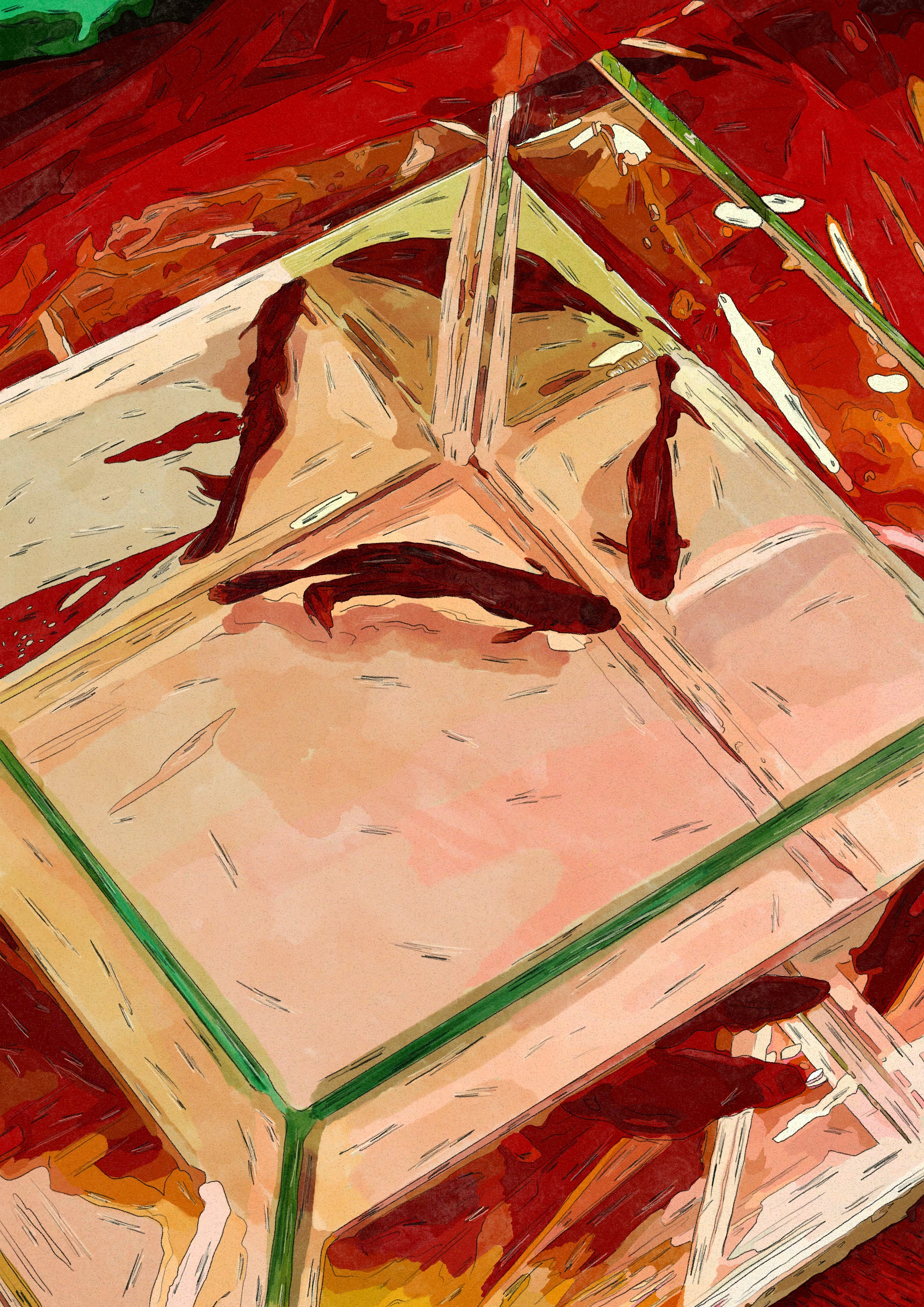 Cornered reflection 2d artwork details fish fish tank illustration procreate reflection texture water