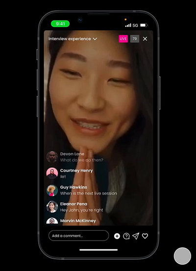 Instagram live replication animation ui design ux design