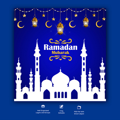 Ramadan Mubarak social media banner banner design graphic design illustration ramadan ui ux vector
