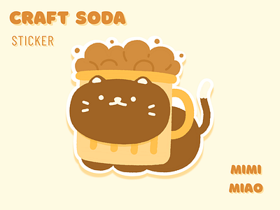 " Craft Soda " Cat Hat Sticker cat cat hat craft soda design illustration sticker