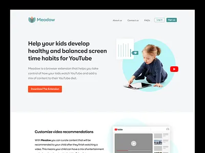 Browser Extension Landing Page browser extension chrome chrome extension clean design desktop extension google chrome minimal modern ui web web design website website design youtube