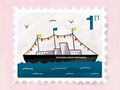 Stamps from Edinburgh. 1/7 The Royal Yacht Britannia. 2d 2d animation adobe animation design illustration illustration art illustrator photoshop scotland seaside ship stamp toonboom toonboom harmony yacht