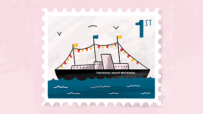 Stamps from Edinburgh. 1/7 The Royal Yacht Britannia. 2d 2d animation adobe animation design illustration illustration art illustrator photoshop scotland seaside ship stamp toonboom toonboom harmony yacht