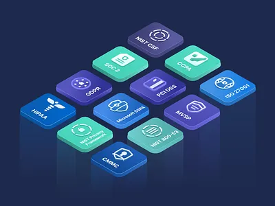 Isometric illustrations for Secureframe 3d graphic design isometric illustration