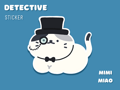 " Detective " Cat Hat Sticker cat cat hat design detective illustration sticker
