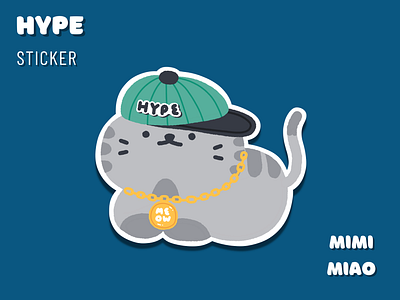 " Hype " Cat Hat Sticker cat cat hat design hype illustration sticker