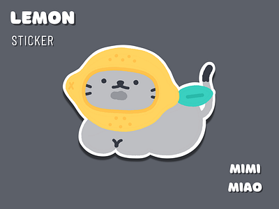 " Lemon " Cat Hat Sticker cat cat hat design illustration lemon sticker