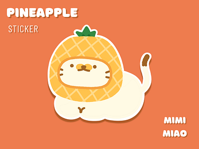 " Pineapple " Cat Hat Sticker cat cat hat design illustration pineapple sticker