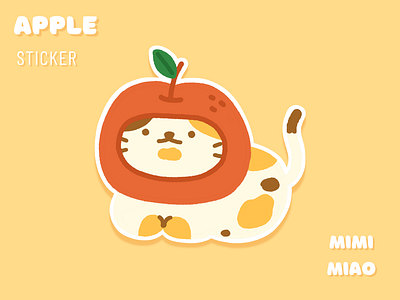 " Apple " Cat Hat Sticker apple cat cat hat design illustration sticker