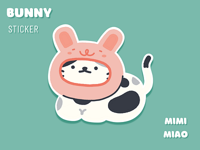 " Bunny " Cat Hat Sticker bunny cat cat hat design illustration rabbit sticker