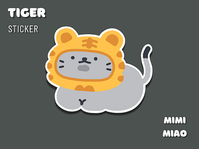 " Tiger " Cat Hat Sticker cat cat hat design illustration sticker tiger