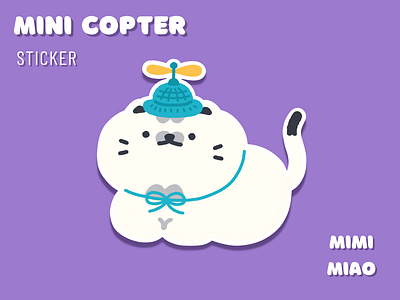 " Mini Copter " Cat Hat Sticker cat cat hat copter design illustration mini copter sticker