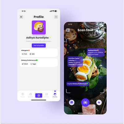 FoodTrackr: A Comprehensive, Food Scanner App comprehensive nutrition tracking design designoftheday figma food scanner app personalized recommendations ui uidesign uiux