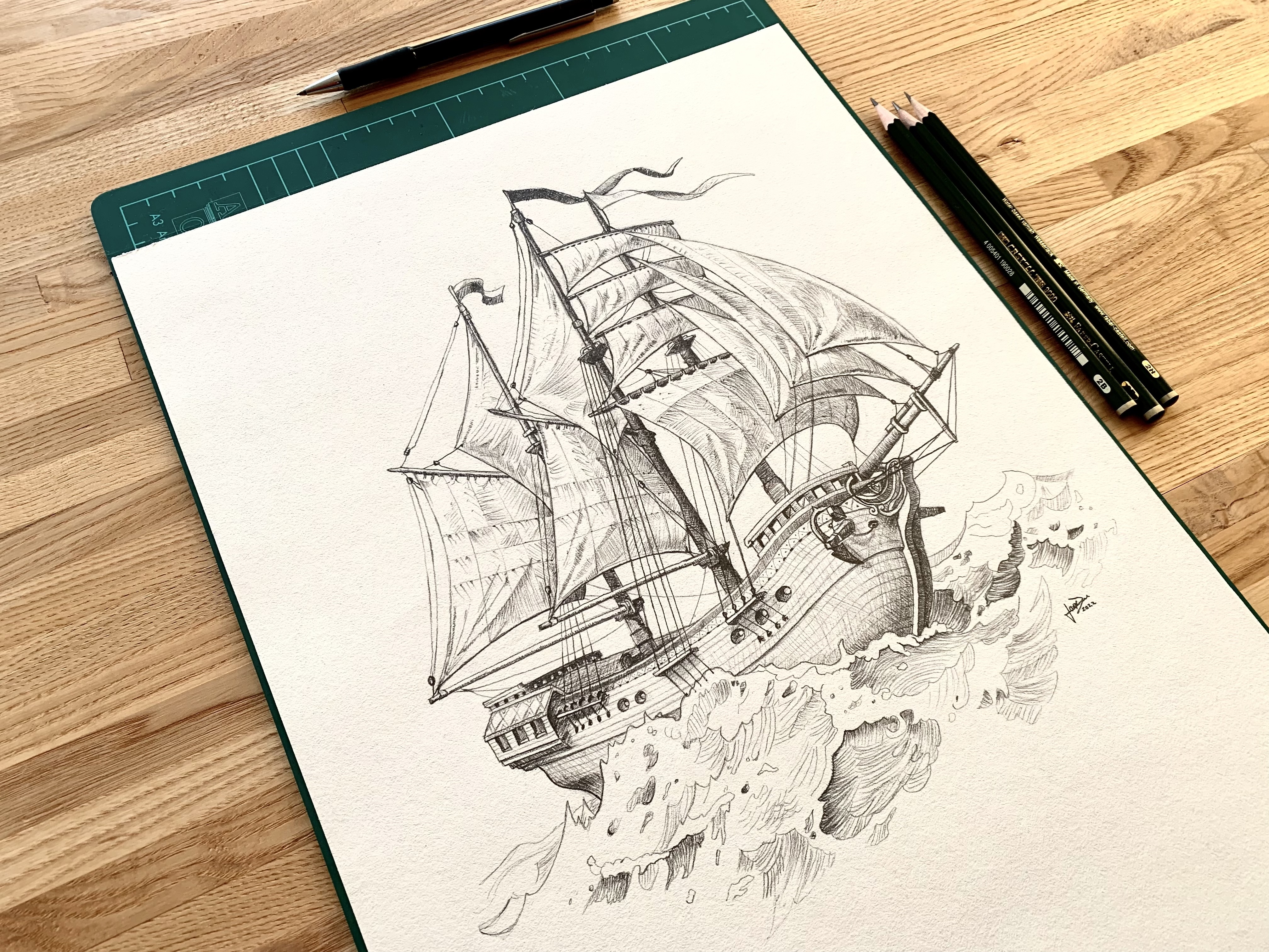 How to draw a Pirate Ship Real Easy  YouTube