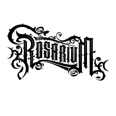 Rosarium logotype branding floral gothic graphic design komorowski letters logo logotype lovecraft magic metal music mystery rose script spikes typo typography vector