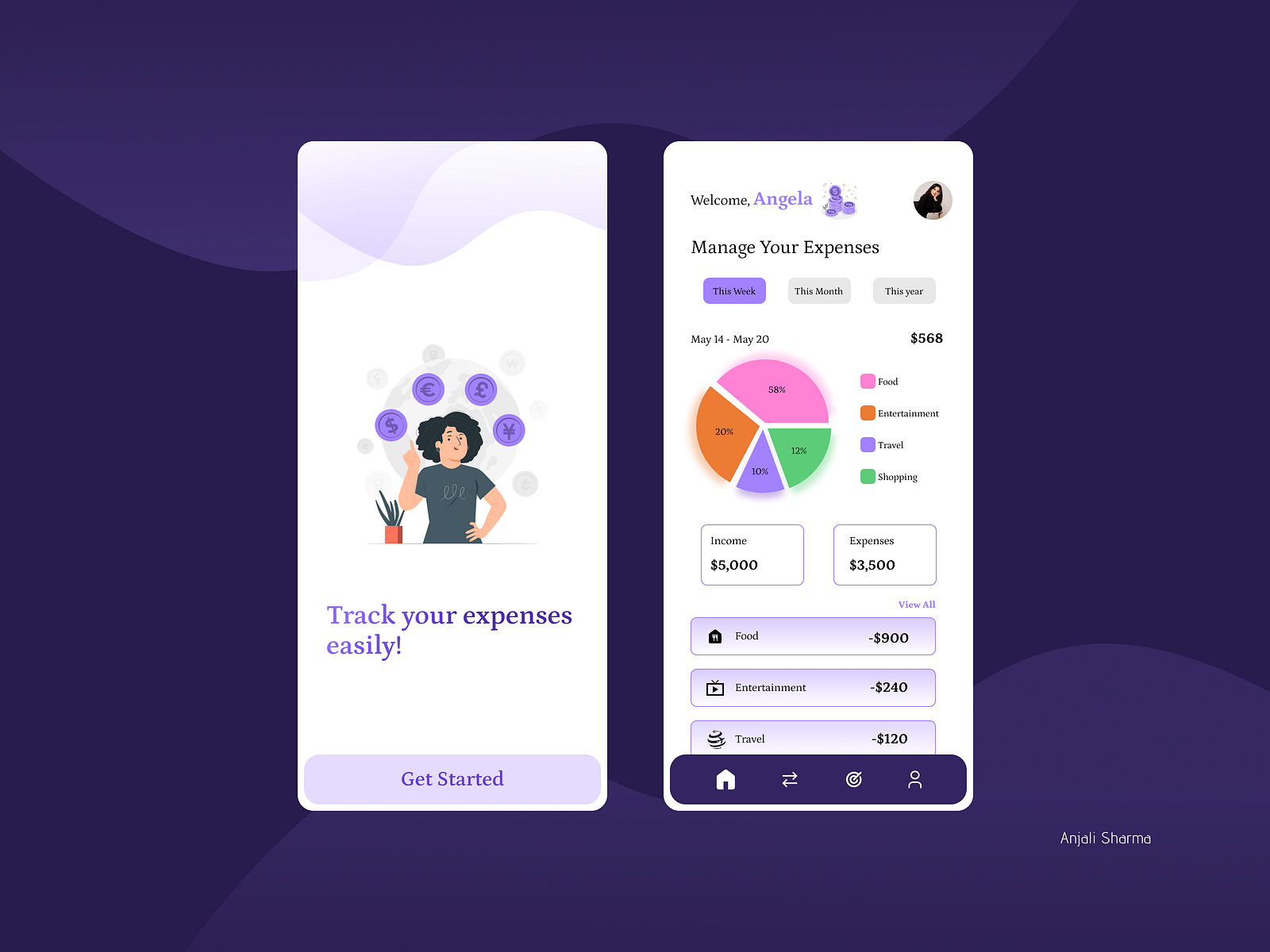 Expense Tracker App by Anjali Sharma on Dribbble