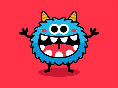 Blue Monster branding cartoon character children creature cute design digital emoji face flat funny happy illustration kids logo mascot monster spooky vector