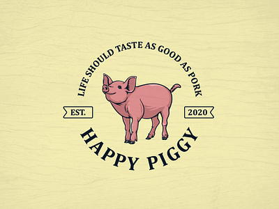 Happy Piggy | Vintage Logo animal branding graphic design logo vintage