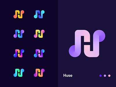 Huse | Colors app icon branding color community connect digital gradient h logo identity identity branding logo design logo design branding music app musical sign saas share share music