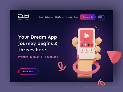 Landing Page & Brand Identity for IT Company branding dark design futuristic it landing light logo modern neon page retro tech web website