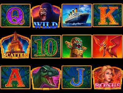 King Kong themed slot animation - Set of symbols animation animation character design characters design digital art gambling game animation game art game design graphic design king kong king kong animation king kong slot motion graphics slot art slot characters slot design slot game art symbols symbols animated