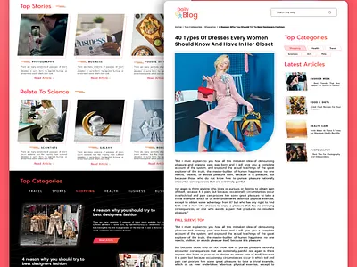 Blog - Daily blog website! app application beauty behance blog bloger bloging blogwebsite design development dribbble ecommerce facebook instagram linkedin mobile platform rect shopify twitter