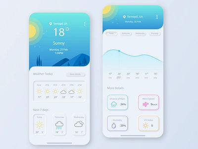 Weather App in Neomorphic Style app appdesign climate design home illustration mobile mobile app neomorphic smart style ui weather