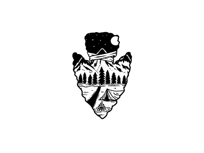 Camping. Arrowhead with illustration arrow arrowhead camping illustration logo mountains procreate wanderlust
