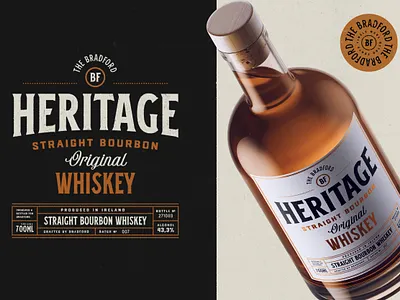 Heritage Whiskey label design font font family industrial label logo script serif typography vintage whiskey