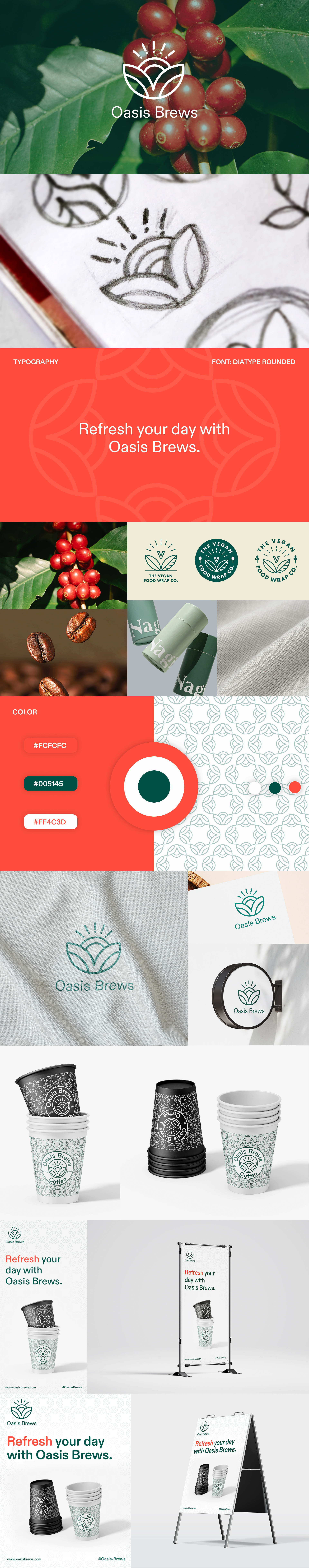 Oasis brews Brand identity logo design. brand ident branding coffee coffee cup design coffee shop coffee shop banner design coffee shop logo graphic design logo logo design minimal logo design osais brews typography