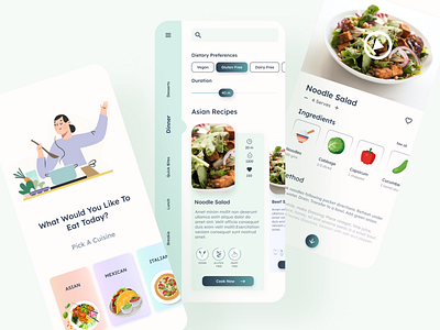 Recipe App branding design mobile app modern design recipe ui user experience user interface ux