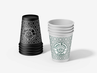Oasis Brews coffee cup design. branding coffee branding coffee cup design design graphic design illustration logo minimal coffee cup design oasis brews typography vector