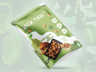 Green Jackfruit Tikki packaging design branding design foodproduct graphic design pa packaging packaging label design packet design packing print printmedia product product packaging design productdesign tikkipac vector