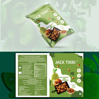 Green Jackfruit Tikki packaging design branding design foodproduct graphic design pa packaging packaging label design packet design packing print printmedia product product packaging design productdesign tikkipac vector