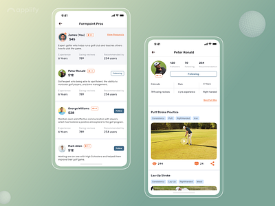 Formpoint - UI Design of a platform for Golf swing analysis app app screens appdesign applify design golf graphic design mobile app design mockups ui ui design user interface ux uxdesign