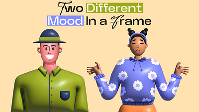 Two different moods in a frame Using Inflate Effect 3d animation branding graphic design inflate design inflate effect inflate illustration inflate text logo motion graphics ui