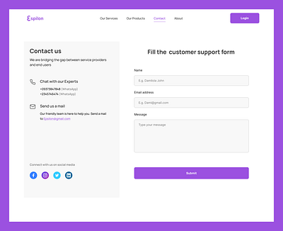 Espilon- Contact us page contact us ui ui design