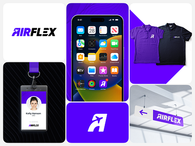AirFlex Logo Design avia flight gradient logo mark tickets