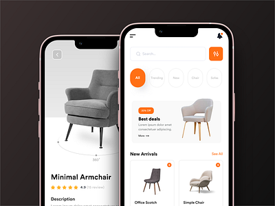 Furniture App UI Design app app concept app design design interface minimal ui mobile app mobile interface mobile ui sketch ui ui ux design uiux ux design webdesign